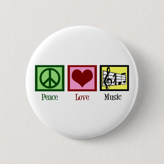 Badge Rond 5 Cm Peace Love Music (Devant)