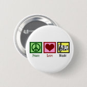 Badge Rond 5 Cm Peace Love Music (Devant & derrière)