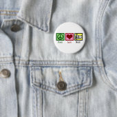 Badge Rond 5 Cm Peace Love Music (En situation)
