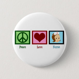 Badge Rond 5 Cm Peace Love Nurse