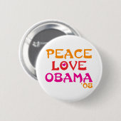 Badge Rond 5 Cm Peace Love Obama (Devant & derrière)