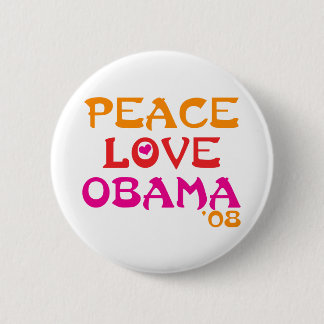Badge Rond 5 Cm Peace Love Obama