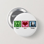Badge Rond 5 Cm Peace Love Pandas (Devant & derrière)