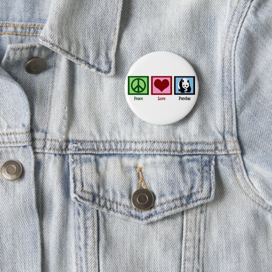 Badge Rond 5 Cm Peace Love Pandas (En situation)