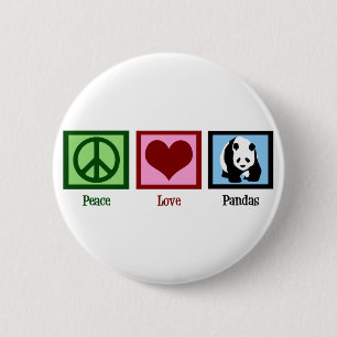 Badge Rond 5 Cm Peace Love Pandas