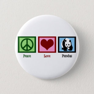 Badge Rond 5 Cm Peace Love Pandas