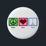 Badge Rond 5 Cm Peace Love Paris<br><div class="desc">Ce joli cadeau parisien conviendra à ceux qui aiment visiter la tour Eiffel en France. L'Europe est si belle. Peace Love Paris fait un cadeau mignon.</div>