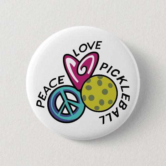 Badge Rond 5 Cm Peace Love Pickleball (Devant)