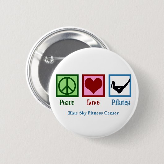 Badge Rond 5 Cm Peace Love Pilates Cute Custom Studio (Devant & derrière)