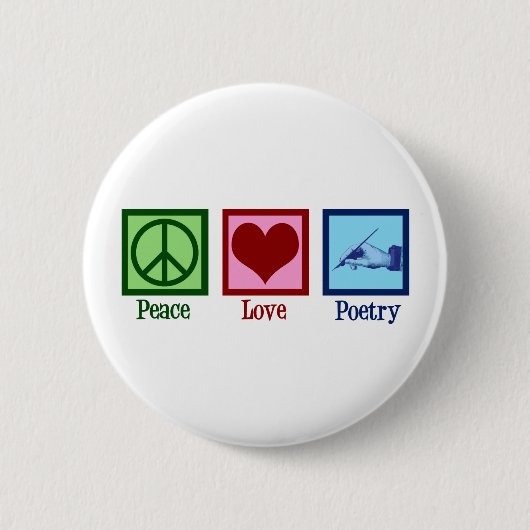 Badge Rond 5 Cm Peace Love Poetry Pretty Poet (Devant)