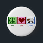 Badge Rond 5 Cm Peace Love Sheep<br><div class="desc">Un joli dessin de mouton pour une fermière. Un signe de paix,  un coeur,  et un mignon bébé mouton. Baa !</div>