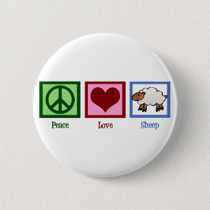Badge Rond 5 Cm Peace Love Sheep