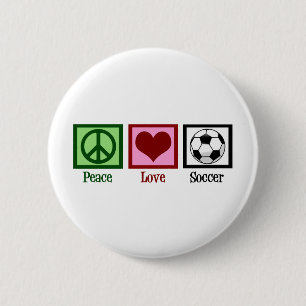 Badge Rond 5 Cm Peace Love Soccer