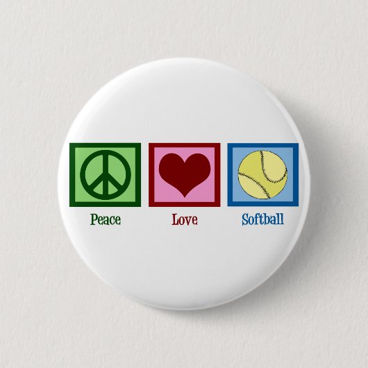 Badge Rond 5 Cm Peace Love Softball (Devant)