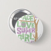 Badge Rond 5 Cm Peace Love & Supergirl Power (Devant & derrière)
