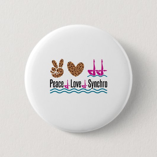 Badge Rond 5 Cm Peace Love Synchro Synchronisé Natation Artistique (Devant)