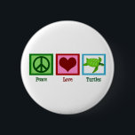 Badge Rond 5 Cm Peace Love Turtles Cute Sea Turtle<br><div class="desc">Un cadeau cool amoureux de tortue avec une jolie tortue de mer à côté d'un joli signe de paix et coeur. Les tortues Peace Love.</div>