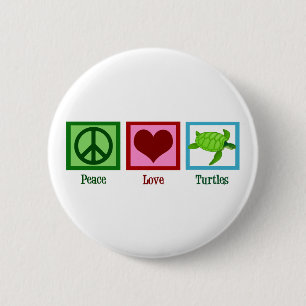Badge Rond 5 Cm Peace Love Turtles Cute Sea Turtle