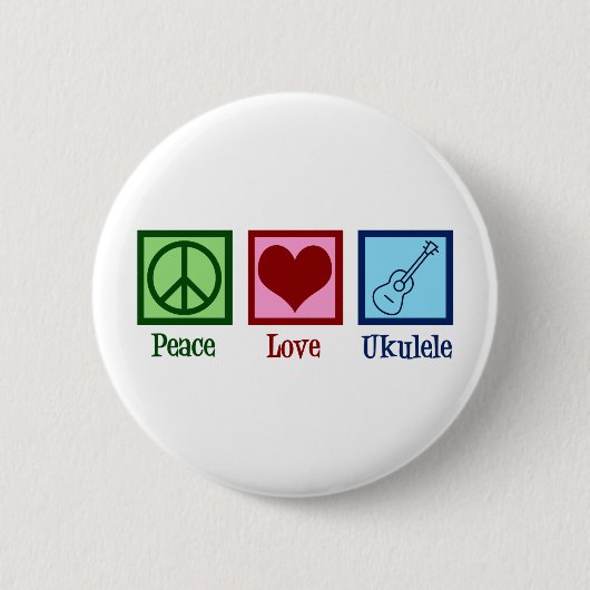 Badge Rond 5 Cm Peace Love Ukulele (Devant)
