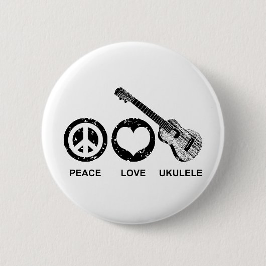 Badge Rond 5 Cm Peace Love Ukulele (Devant)