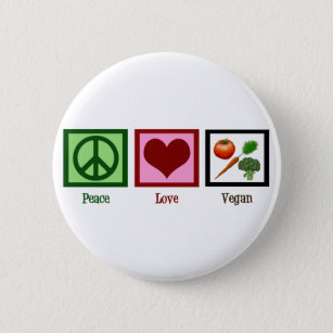Badge Rond 5 Cm Peace Love Vegan