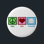 Badge Rond 5 Cm Peace Love Volley<br><div class="desc">Un signe de paix,  un coeur,  et un joli volley sur un carré bleu. J'adore le volley,  la plage,  l'intérieur,  vous le nommez !</div>