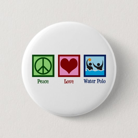 Badge Rond 5 Cm Peace Love Water Polo (Devant)