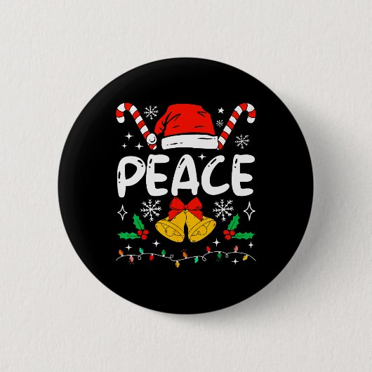 Badge Rond 5 Cm Peace Matching I Come In Peace Couples Santa Hat C (Devant)