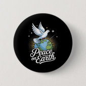 Badge Rond 5 Cm Peace On Earth Dove And Globe Faith Christmas  (Devant)