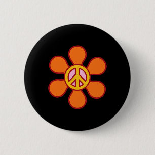 Badge Rond 5 Cm Peace Sign Love 60s les années 70 Super Hippie Cos