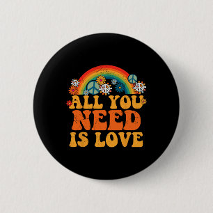 Badge Rond 5 Cm Peace Sign Love 60s les années 70 Tie Dye Hippie C
