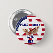 Badge Rond 5 Cm Peace, Unity, Love, USA_Button (Devant & derrière)