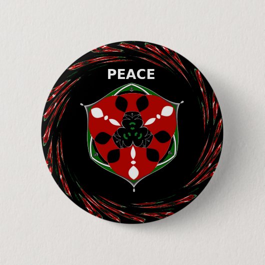 Badge Rond 5 Cm "Peace : with Shield Emblem" (Devant)