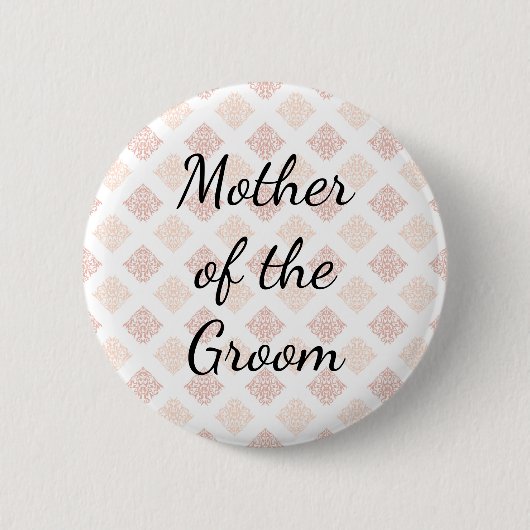 Badge Rond 5 Cm Peach Blush Damask Mère of the Groom (Devant)