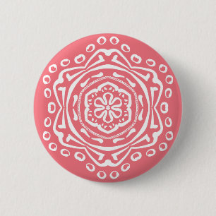 Badge Rond 5 Cm Peach Mandala