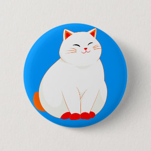 Badge Rond 5 Cm Peaches, le Chat Sourire