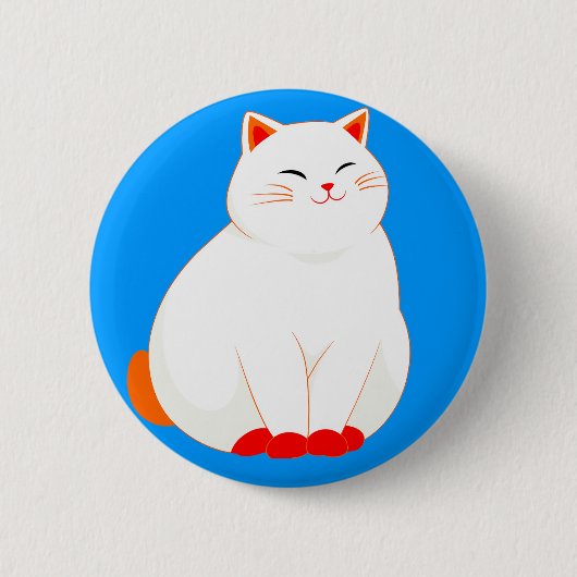 Badge Rond 5 Cm Peaches, le Chat Sourire (Devant)