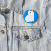 Badge Rond 5 Cm Peaches, le Chat Sourire (En situation)