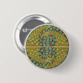 Badge Rond 5 Cm Peacock Art Nouveau Style rond design complexe (Devant & derrière)