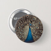Badge Rond 5 Cm Peacock bleu antique (Devant & derrière)