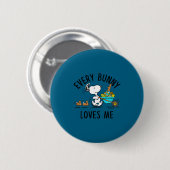 Badge Rond 5 Cm Peanuts - Pâques - chaque lapin m'aime Peanuts - (Devant & derrière)