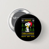 Badge Rond 5 Cm Peanuts Santa Claus Hug (Devant & derrière)
