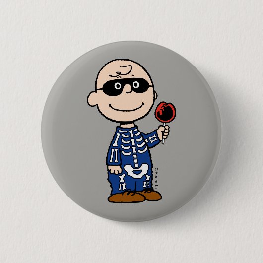 Badge Rond 5 Cm Peanuts | Skeleton Charlie Brown (Devant)