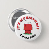 Badge Rond 5 Cm Peanuts Snoopy Dog House Birthday Button (Devant & derrière)
