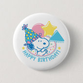 Badge Rond 5 Cm PEANUTS | Snoopy Joyeux Ballons d'anniversaire (Devant)