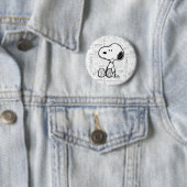 Badge Rond 5 Cm PEANUTS | Snoopy on Black White Comics (En situation)