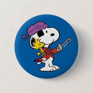 Badge Rond 5 Cm Peanuts   Snoopy & Woodstock Pirates