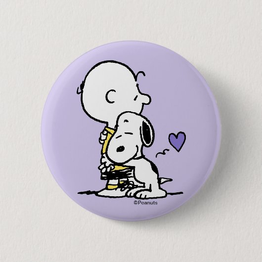 Badge Rond 5 Cm Peanuts | Valentine's Day | Charlie Brown & Snoopy (Devant)