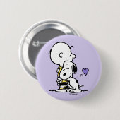 Badge Rond 5 Cm Peanuts | Valentine's Day | Charlie Brown & Snoopy (Devant & derrière)