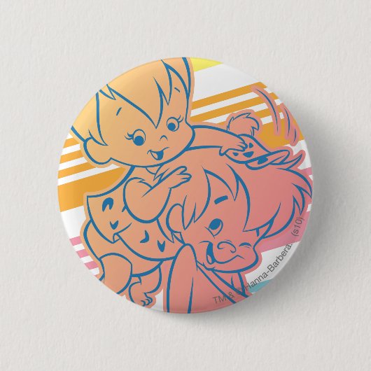Badge Rond 5 Cm PEBBLES™ Bam Bam Grooming (Devant)